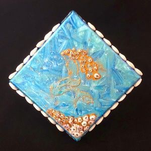 Barnacle Mermaid Mixed Media Canvas 8.5" X 8.5"